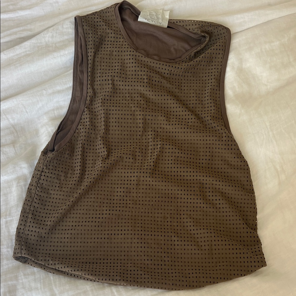 Acacia Swimwear Brown Perforated Tank Top